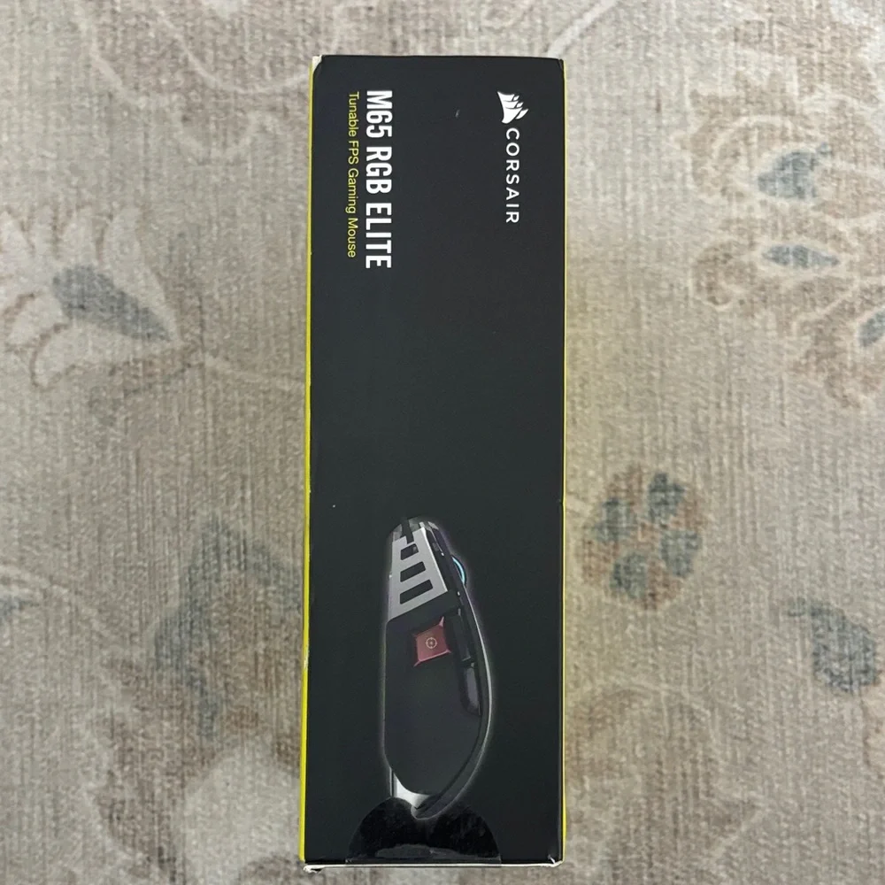 Corsair M65 RGB Elite Gaming Mouse in Black with Yellow Box